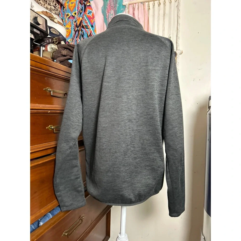 The North Face Mens Full Zip Fleece Jacket Gray Heather Mock Neck Medium Hiking‎